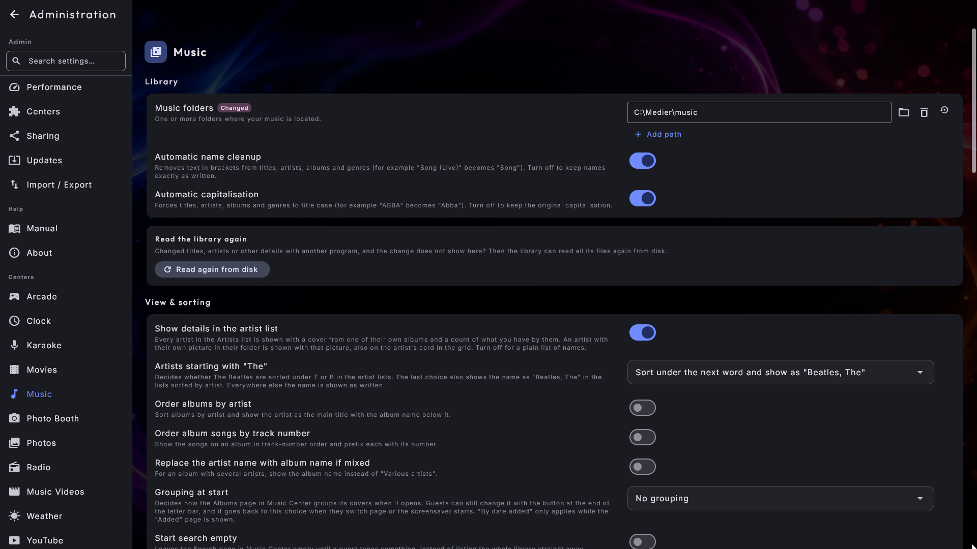 Mappe-listen for et center