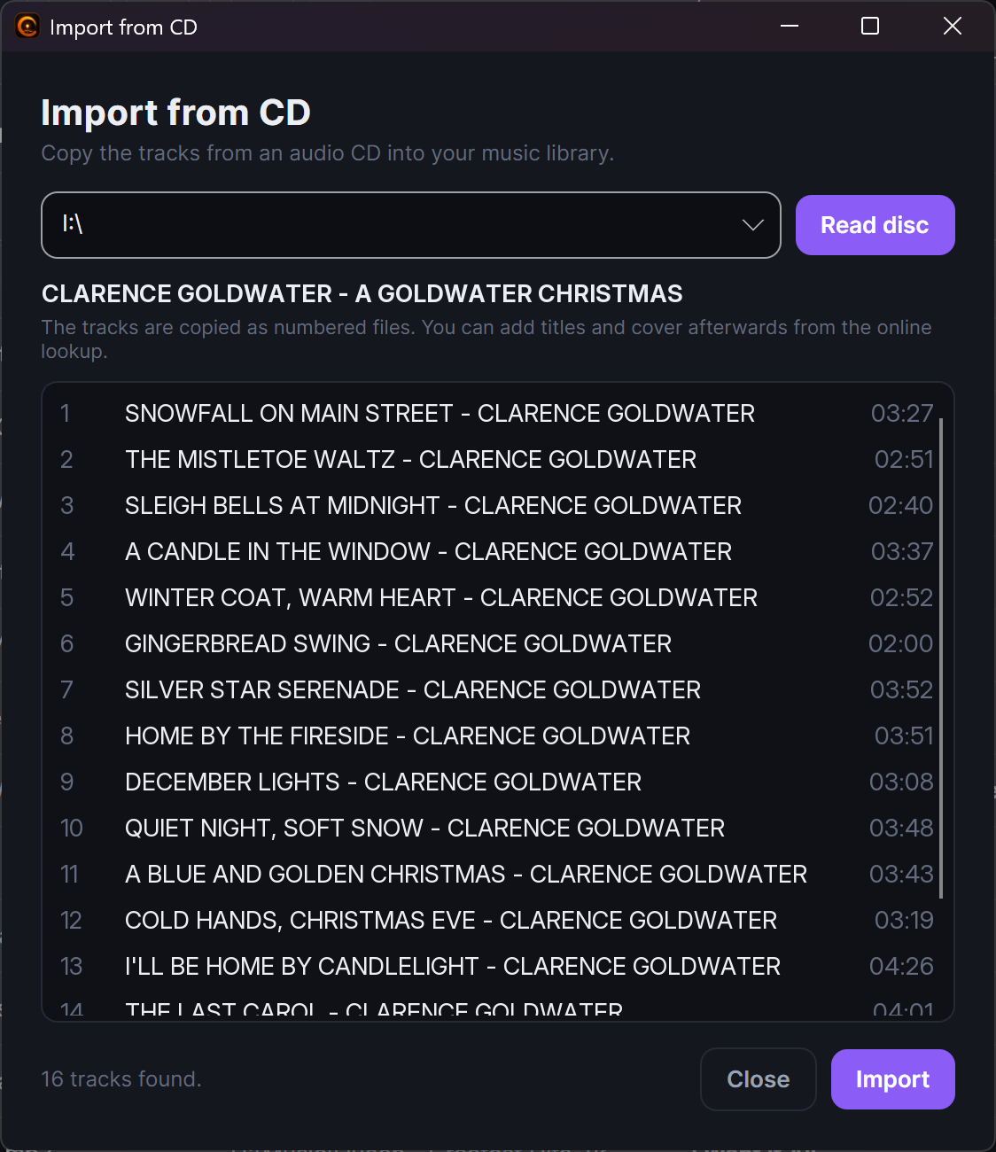 Die Titel von einer CD importieren