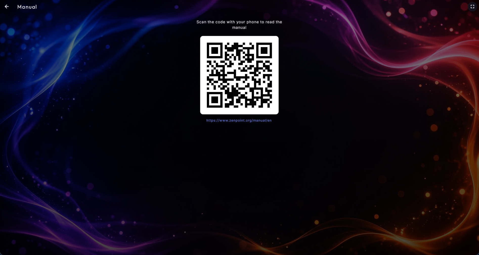 Die Handbuch-Seite mit ihrem QR-Code