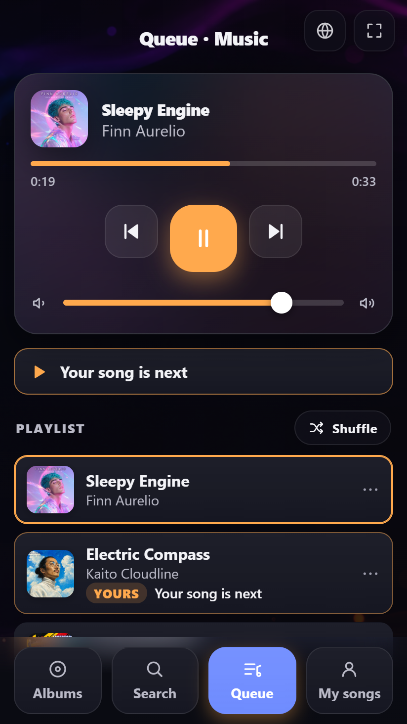 Die eigenen Songs eines Gastes auf dem Handy