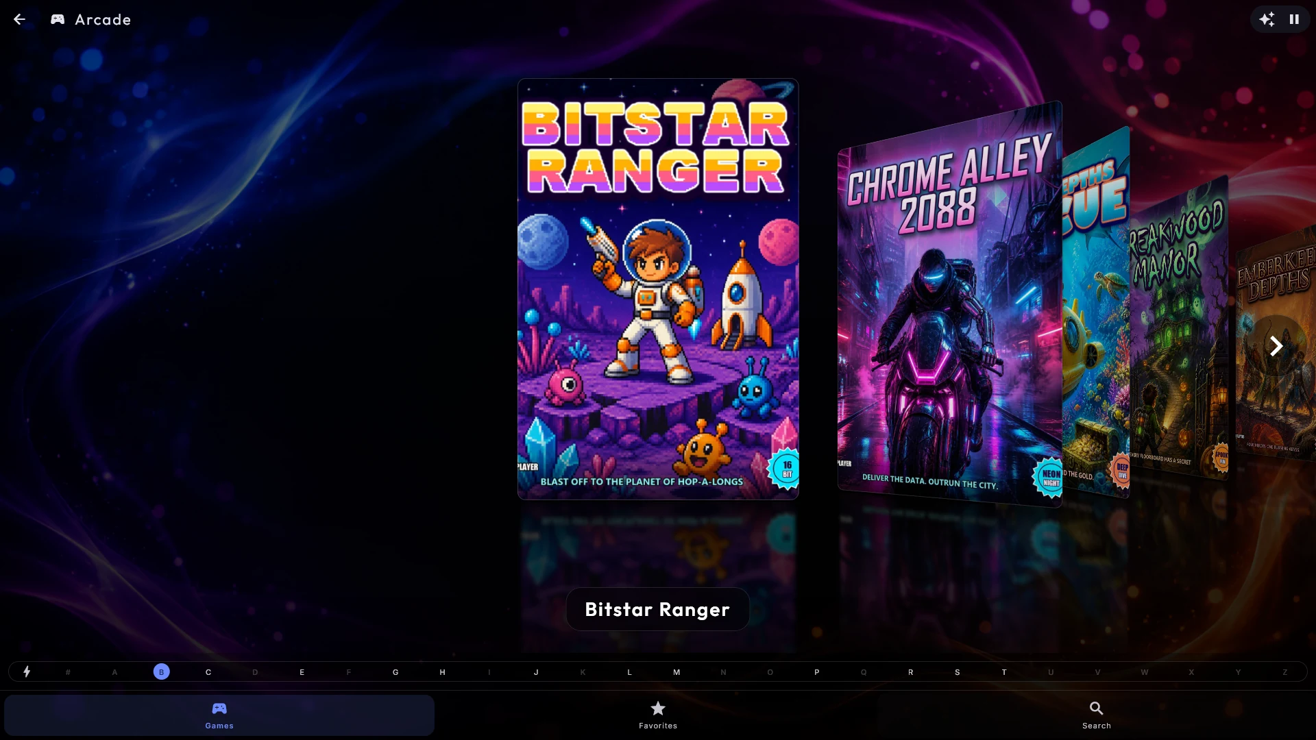 Your retro arcade games, with save states and high scores.