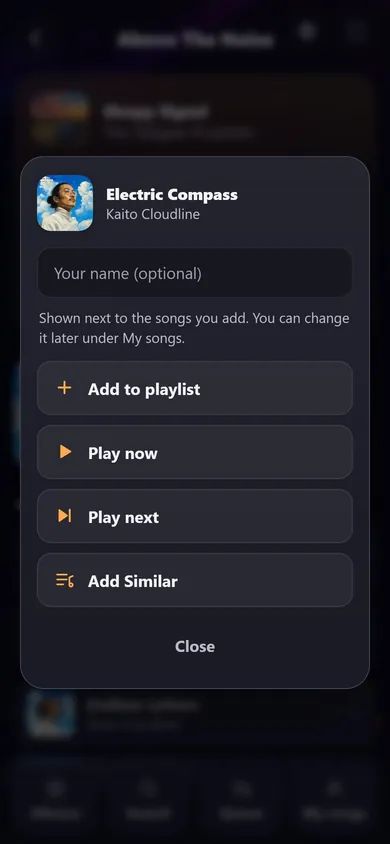 Adding a song from the phone