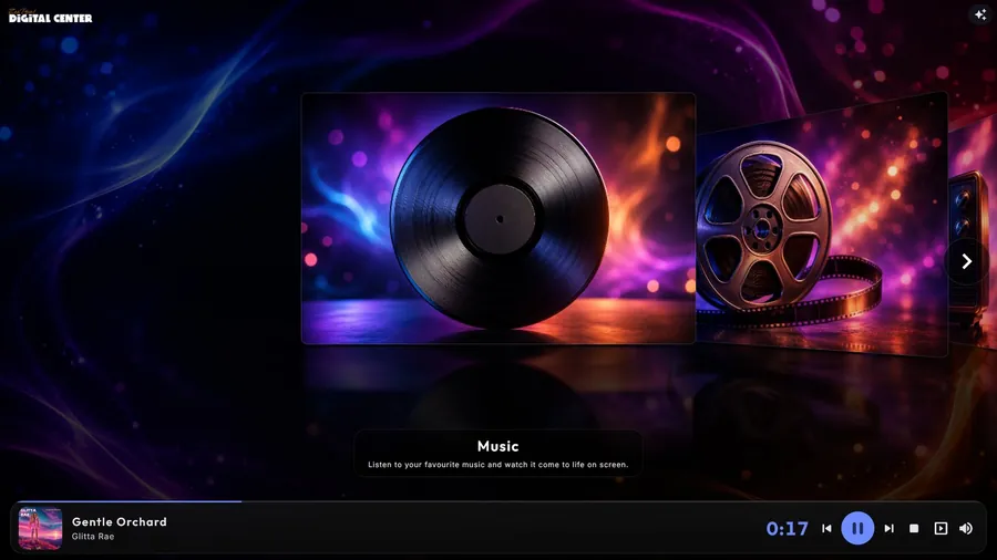 Digital Center home screen on a wide screen